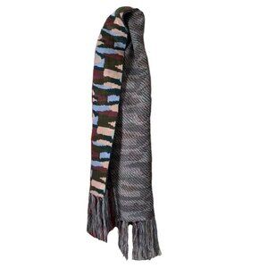 Express Oblong Knit Scarf Fringe Two Tone One Size